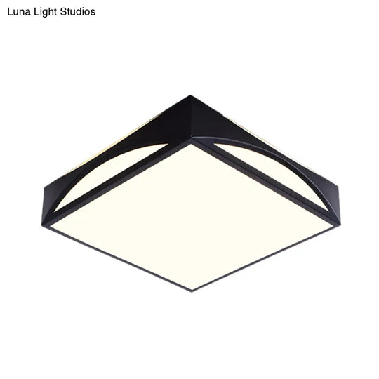 Minimalist White/Black Squared Box Flush Mount Light - 18.5’/22.5’ W Led Metallic Ceiling Lamp