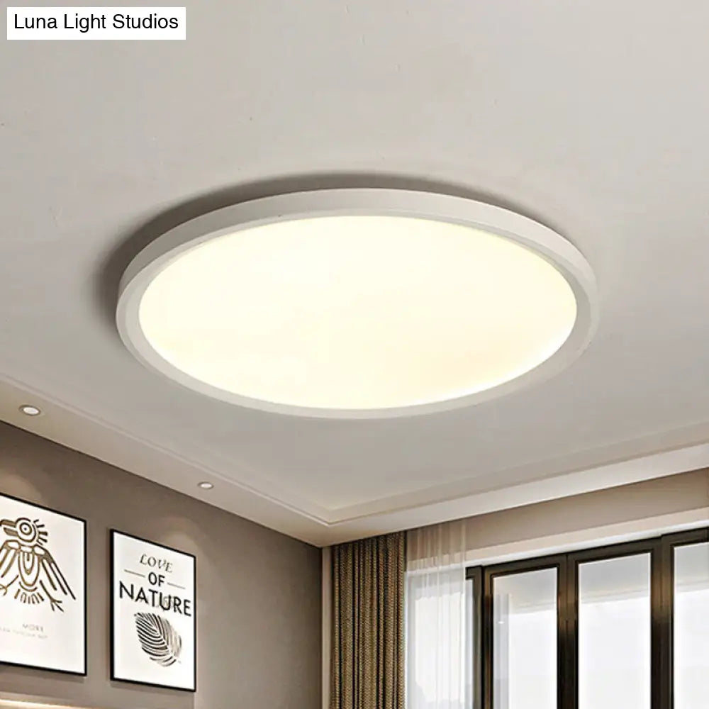 Minimalist White Disc Flush Light - Super Thin Acrylic Led Ceiling Lamp 16/19.5/23.5 Dia Warm/White