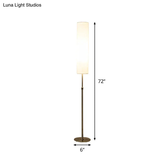 Minimalist White Fabric Cylinder Floor Reading Lamp For Living Room