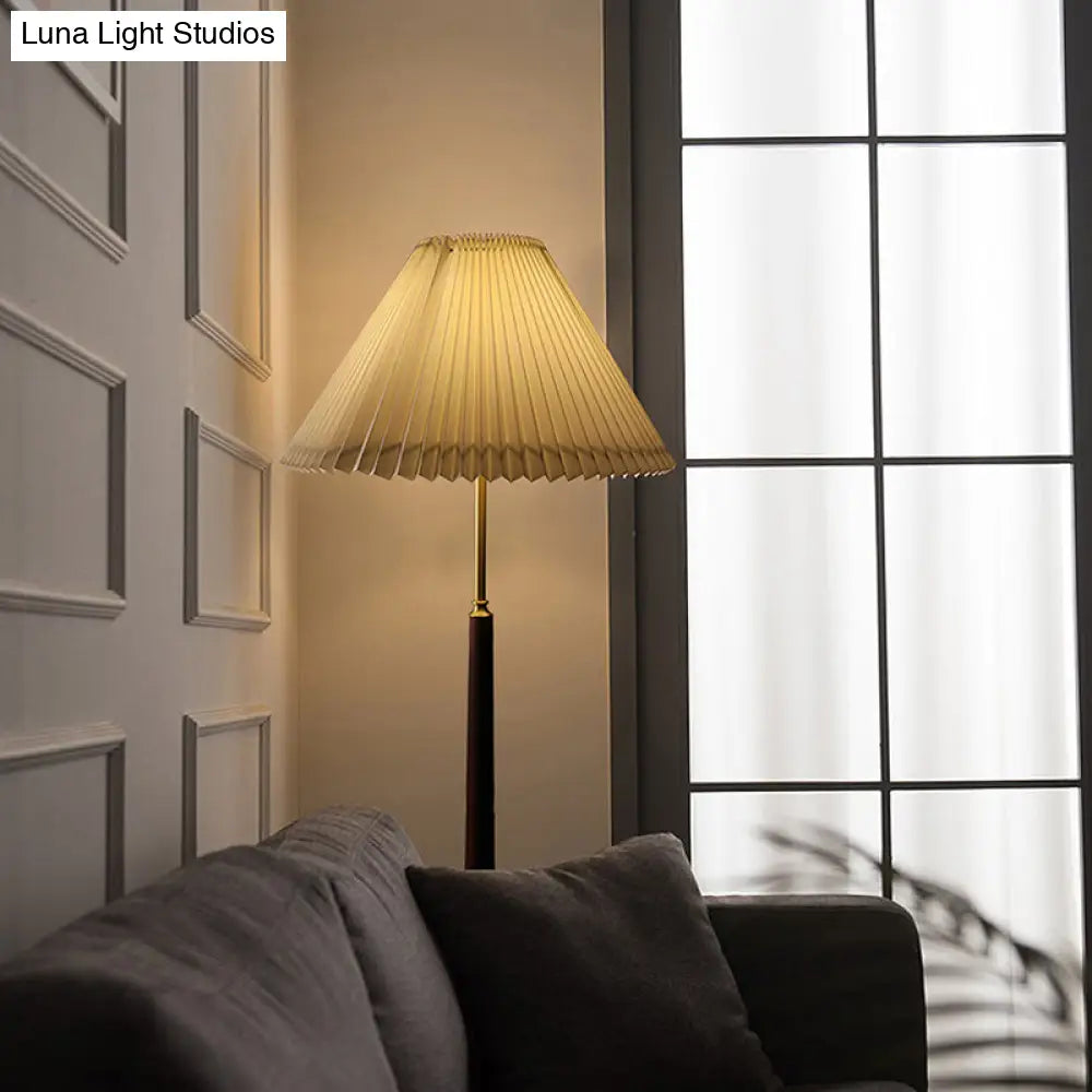 Minimalist White Fabric Floor Lamp - 1-Light Standing Light For Living Room