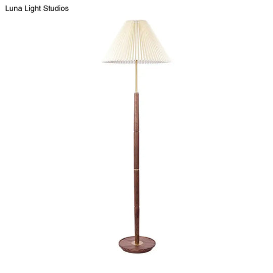 Minimalist White Fabric Floor Lamp - 1-Light Standing Light For Living Room