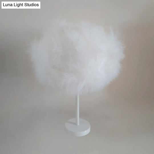 Minimalist White Feather Candy Floss Night Lamp - Table Stand Light