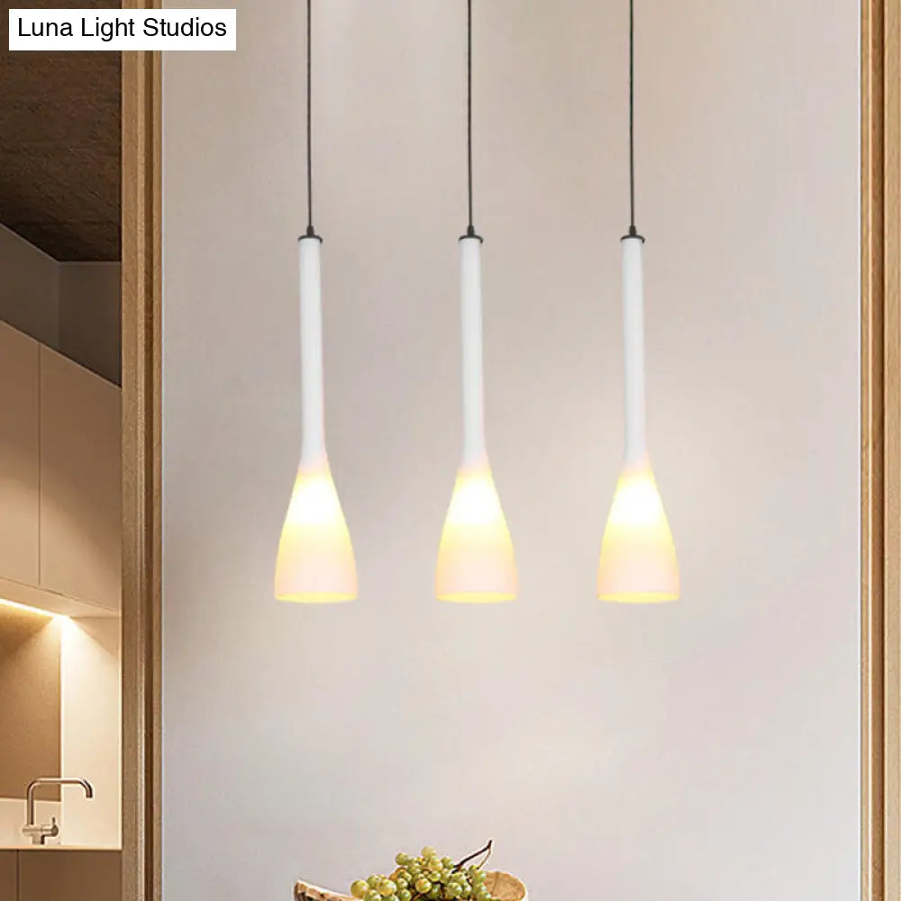 Modern Teardrop Multi Ceiling Light - White Glass 3-Light Pendant For Restaurants