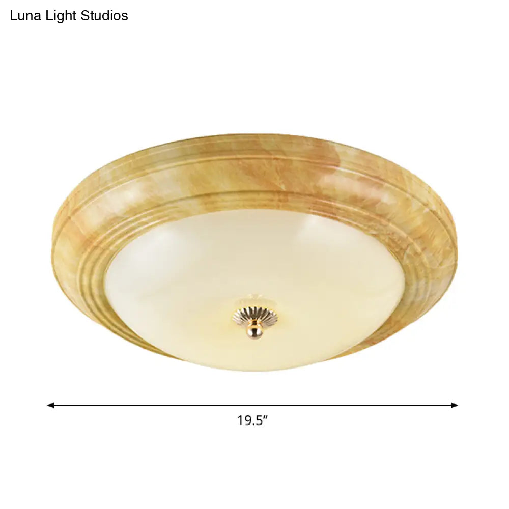 Minimalist White Glass Flush Ceiling Light Led Flushmount - Yellow 14/16/19.5 Wide Foyer