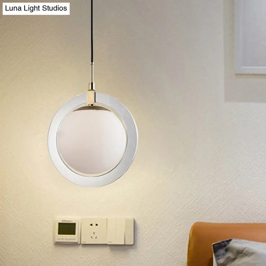 Sleek White Glass Globe Pendant Light With Minimalist Design - Perfect Bedside Lighting