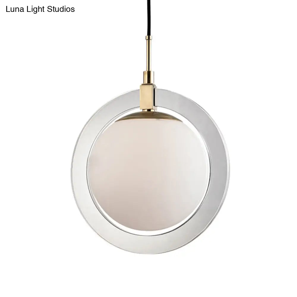 Sleek White Glass Globe Pendant Light With Minimalist Design - Perfect Bedside Lighting