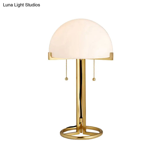 Minimalist White Glass Nightstand Lamp - Gold Metal 1-Head Design