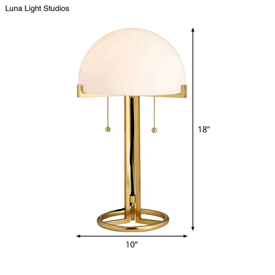 Minimalist White Glass Nightstand Lamp - Gold Metal 1-Head Design