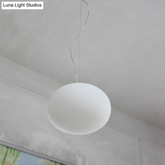 Minimalist White Glass Oval Pendant Lamp - 1 Head 9.5/18 Wide Ideal For Dining Room / 9.5