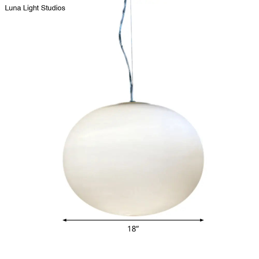 Minimalist White Glass Oval Pendant Lamp - 1 Head 9.5’/18’ Wide Hanging Light For Dining Room