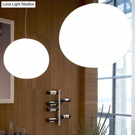 Minimalist White Glass Oval Pendant Lamp - 1 Head 9.5/18 Wide Ideal For Dining Room