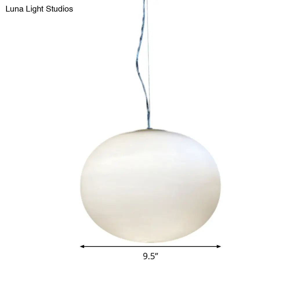 Minimalist White Glass Oval Pendant Lamp - 1 Head 9.5’/18’ Wide Hanging Light For Dining Room