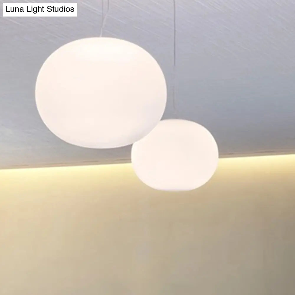 Minimalist White Glass Oval Pendant Lamp - 1 Head 9.5/18 Wide Ideal For Dining Room