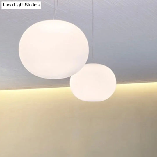 Minimalist White Glass Oval Pendant Lamp - 1 Head 9.5/18 Wide Ideal For Dining Room