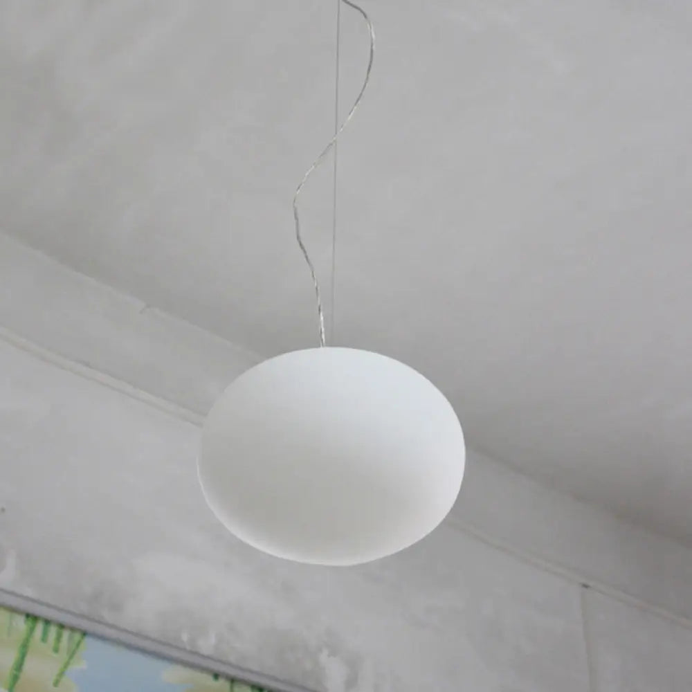 Minimalist White Glass Oval Pendant Lamp - 1 Head 9.5’/18’ Wide Hanging Light For Dining Room / 9.5’