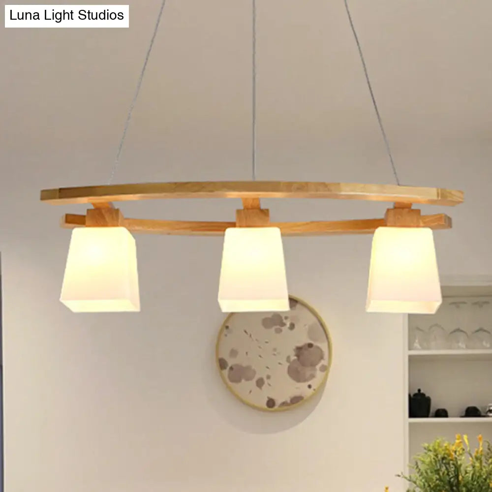 Minimalist Wood And Glass Pendant Light With 3 Bulbs For Kitchen White