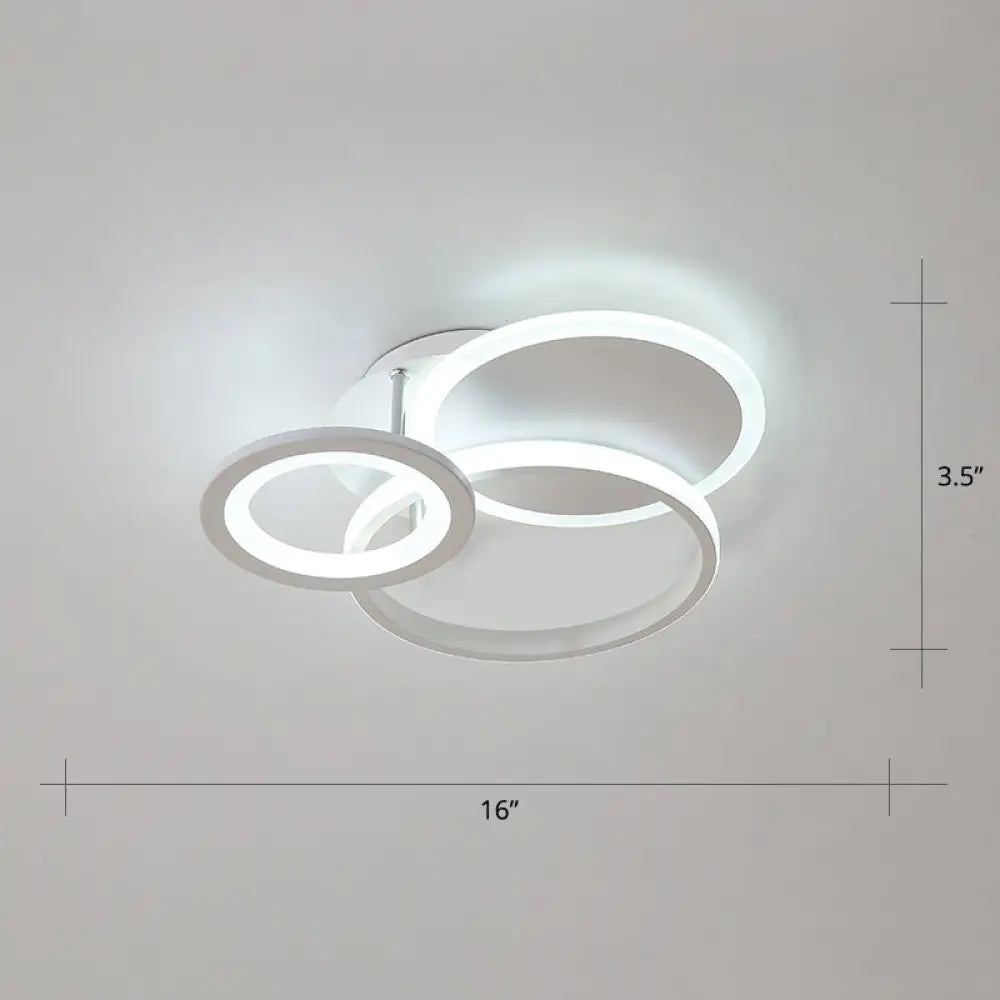 Minimalist White Halo Ring Led Ceiling Light For Bedroom - Flush Mount / 16’