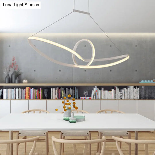 Minimalist Led Acrylic Chandelier: White Knot Ceiling Pendant Lamp