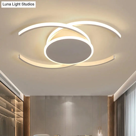 Minimalist White Led Acrylic Ceiling Lamp - Dual C Shaped Semi Flush 16’/19.5’/23.5’ Wide