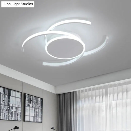 Minimalist White Led Acrylic Ceiling Lamp - Dual C Shaped Semi Flush 16/19.5/23.5 Wide Warm/White