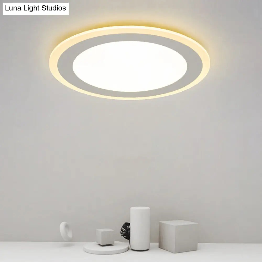 Minimalist White Led Acrylic Disk Flush-Mount Ceiling Light Fixture