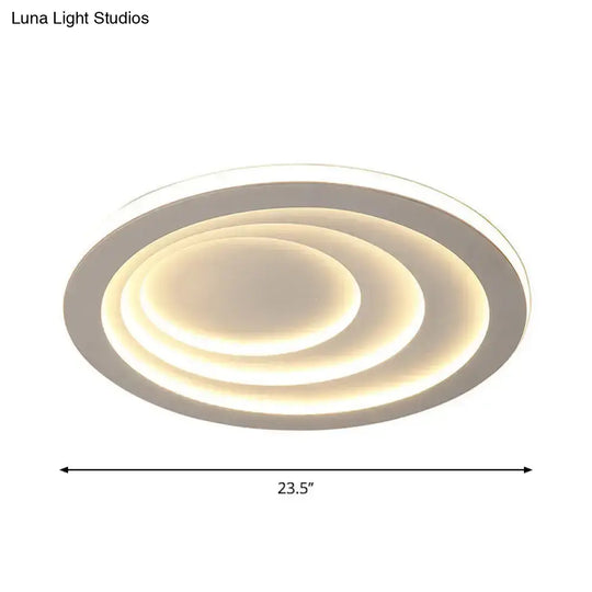 Minimalist White Led Ceiling Flush Mount In Warm/White Light - 3 Width Options