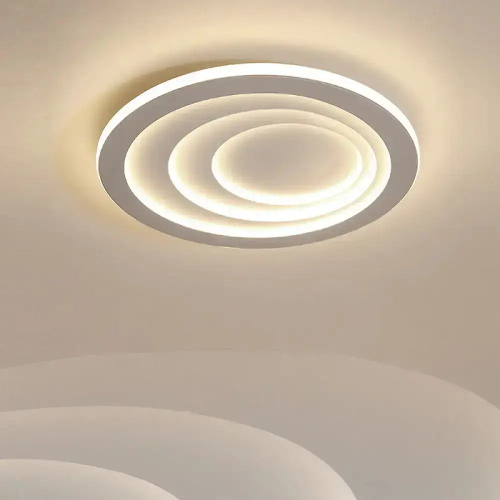 Minimalist White Led Ceiling Flush Mount In Warm/White Light - 3 Width Options / 16’