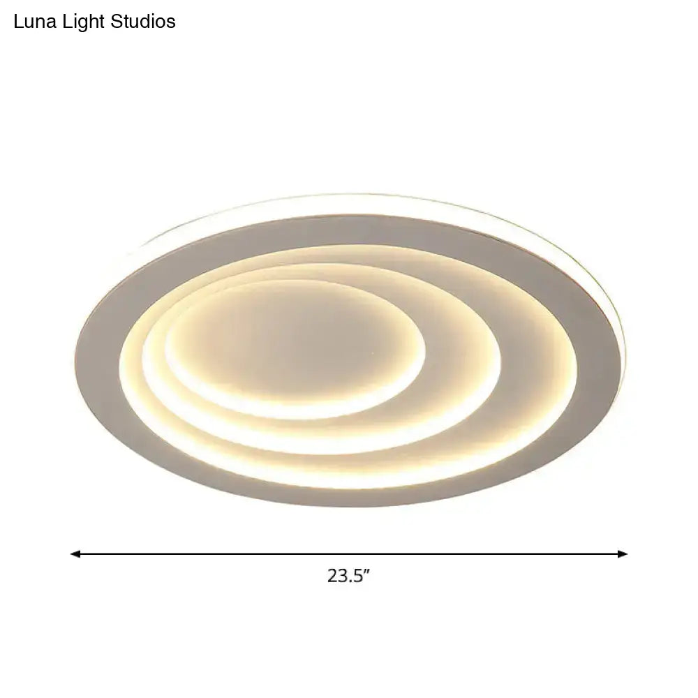 Minimalist White Led Ceiling Flush Mount In Warm/White Light - 3 Width Options