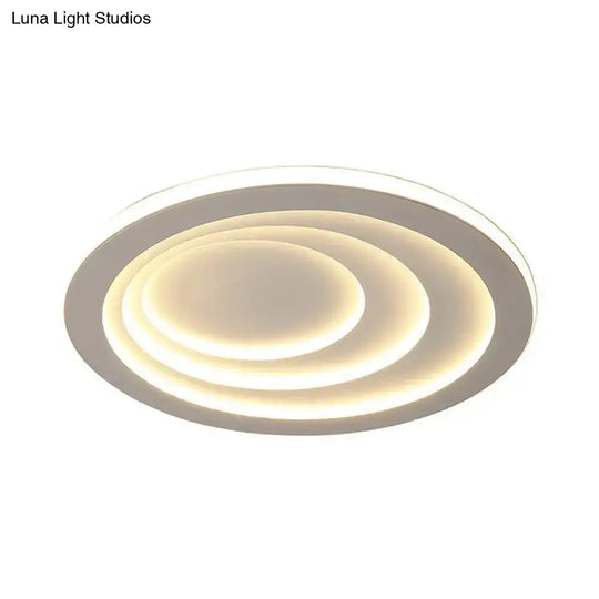 Minimalist White Led Ceiling Flush Mount In Warm/White Light - 3 Width Options