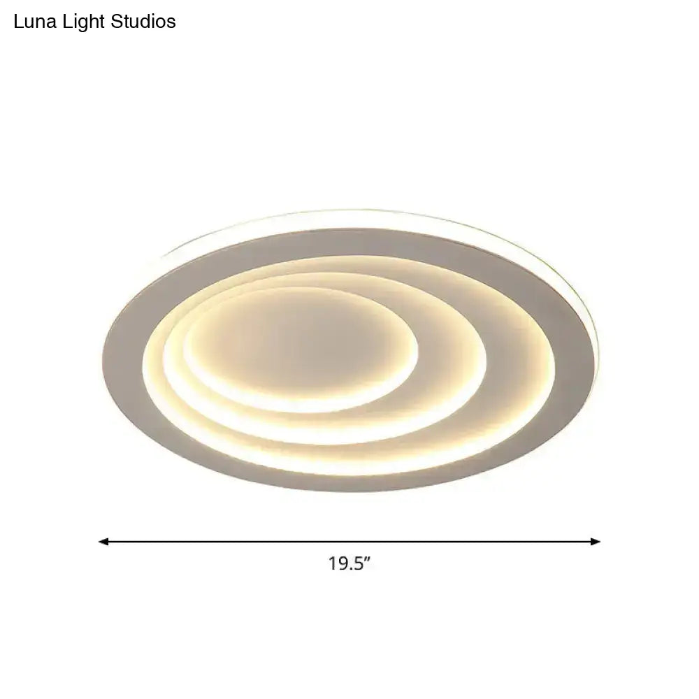 Minimalist White Led Ceiling Flush Mount In Warm/White Light - 3 Width Options