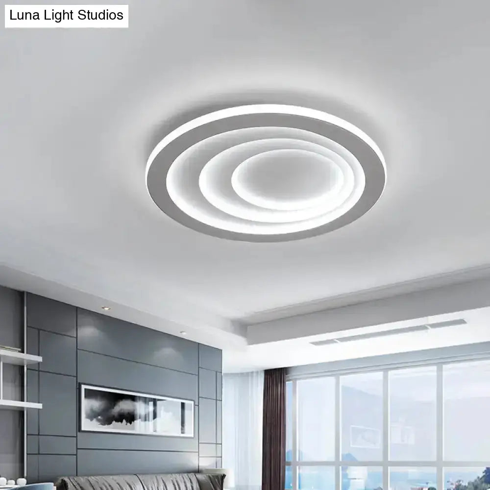 Minimalist White Led Ceiling Flush Mount In Warm/White Light - 3 Width Options