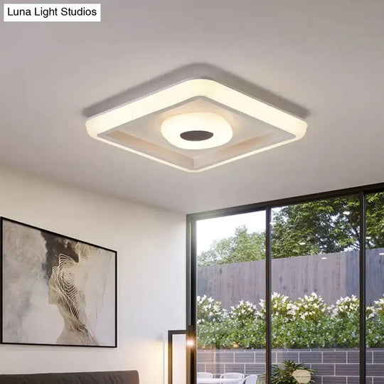 Minimalist White Led Ceiling Lamp In Square/Round Shape With Acrylic Flush Mount Perfect For Hotels