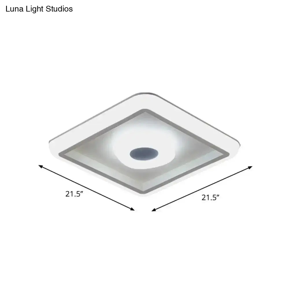 Minimalist White Led Ceiling Lamp In Square/Round Shape With Acrylic Flush Mount Perfect For Hotels