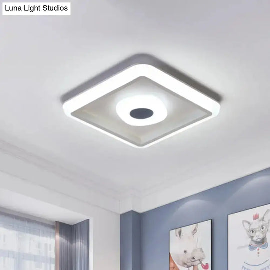 Minimalist White Led Ceiling Lamp In Square/Round Shape With Acrylic Flush Mount Perfect For Hotels