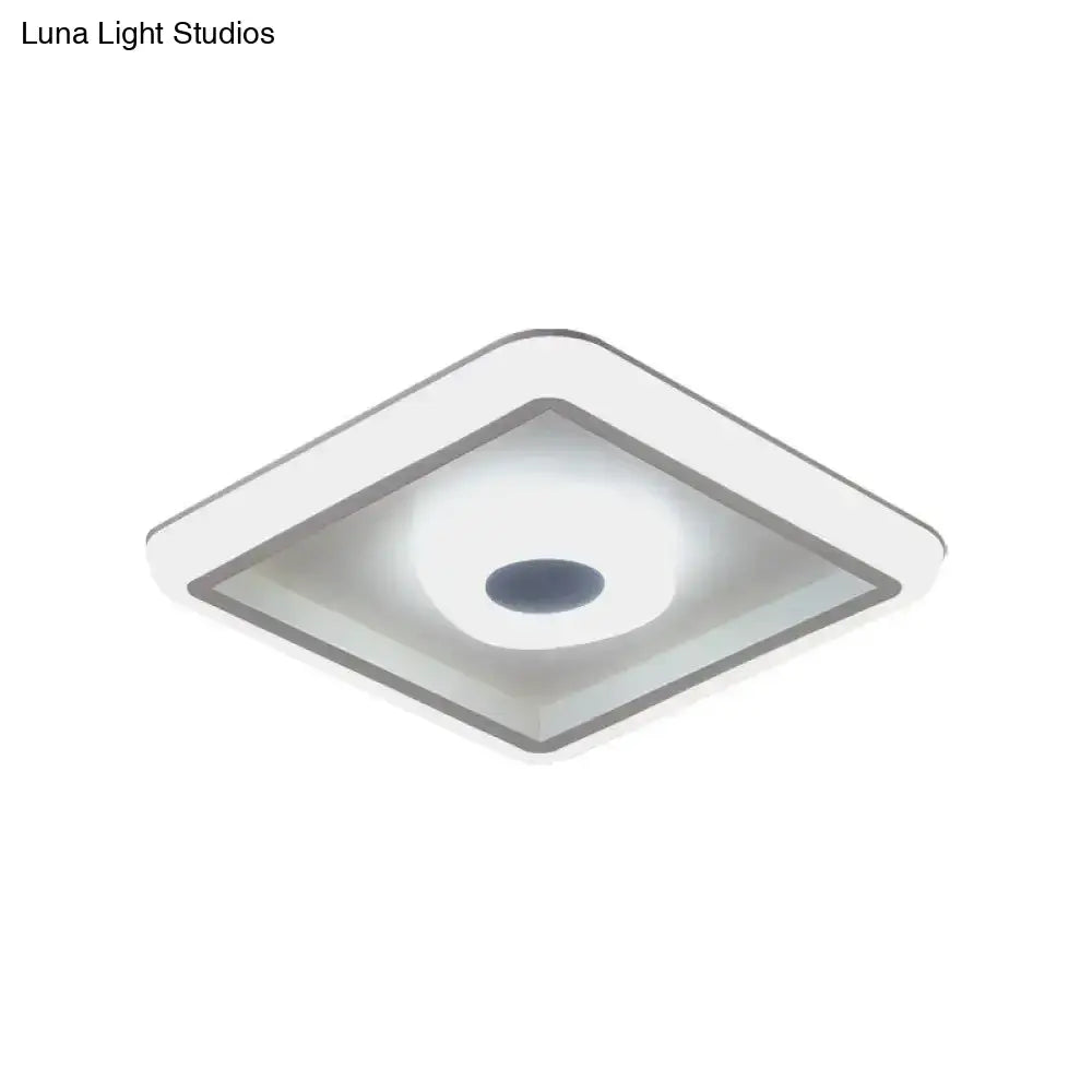 Minimalist White Led Ceiling Lamp In Square/Round Shape With Acrylic Flush Mount Perfect For Hotels