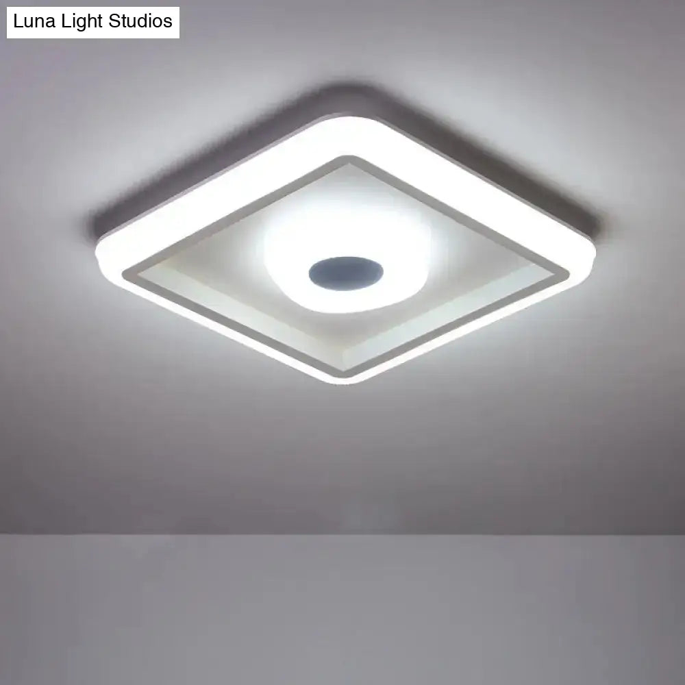 Minimalist White Led Ceiling Lamp In Square/Round Shape With Acrylic Flush Mount Perfect For Hotels