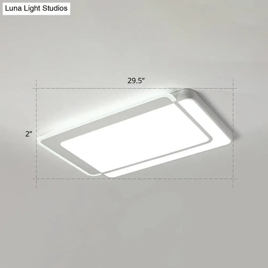 Minimalist White Led Flush Mount Ceiling Light With Acrylic Diffuser / 29.5