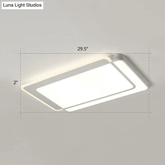 Minimalist White Led Flush Mount Ceiling Light With Acrylic Diffuser / 29.5 Remote Control Stepless