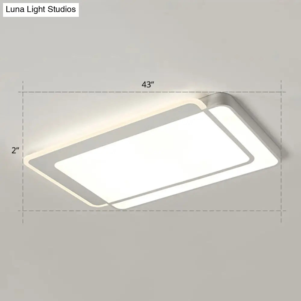 Minimalist White Led Flush Mount Ceiling Light With Acrylic Diffuser / 43 Remote Control Stepless