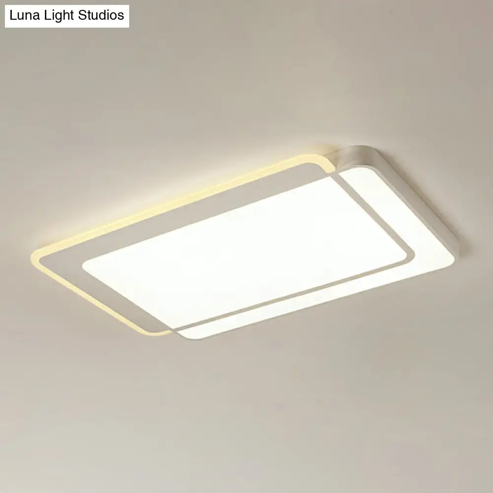 Minimalist White Led Flush Mount Ceiling Light With Acrylic Diffuser