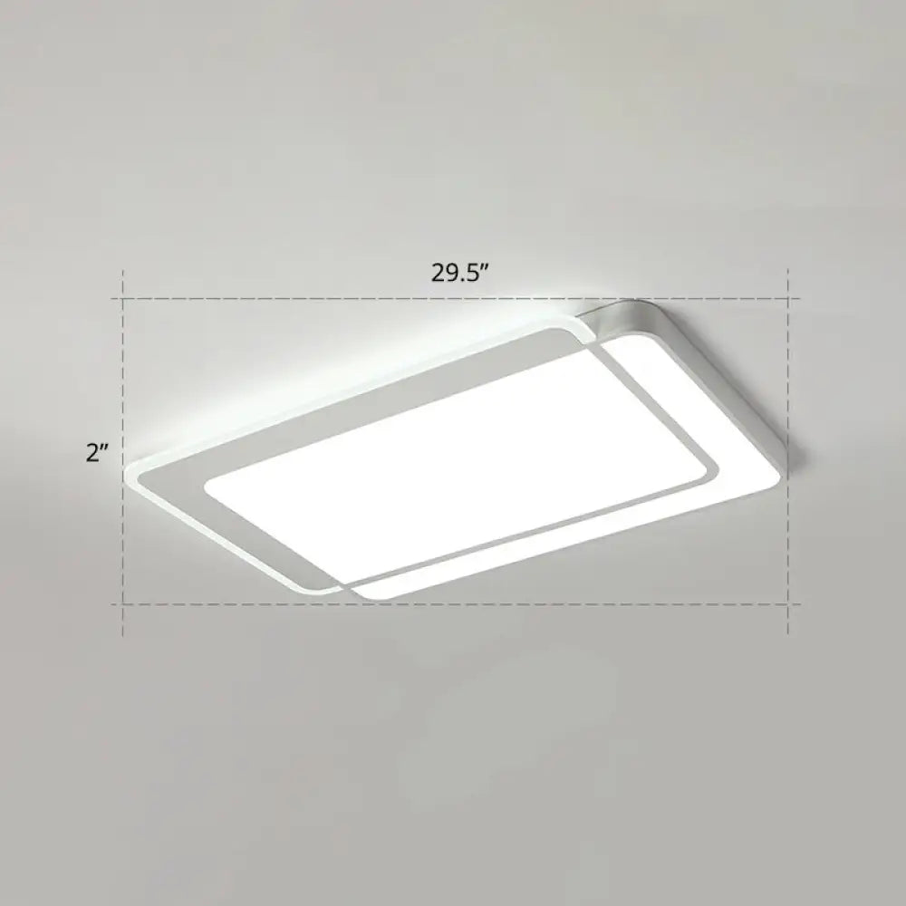 Minimalist White Led Flush Mount Ceiling Light With Acrylic Diffuser / 29.5’