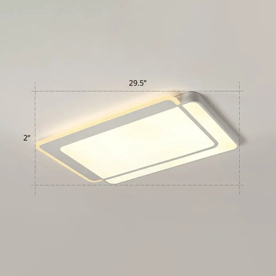 Minimalist White Led Flush Mount Ceiling Light With Acrylic Diffuser / 29.5’ Warm