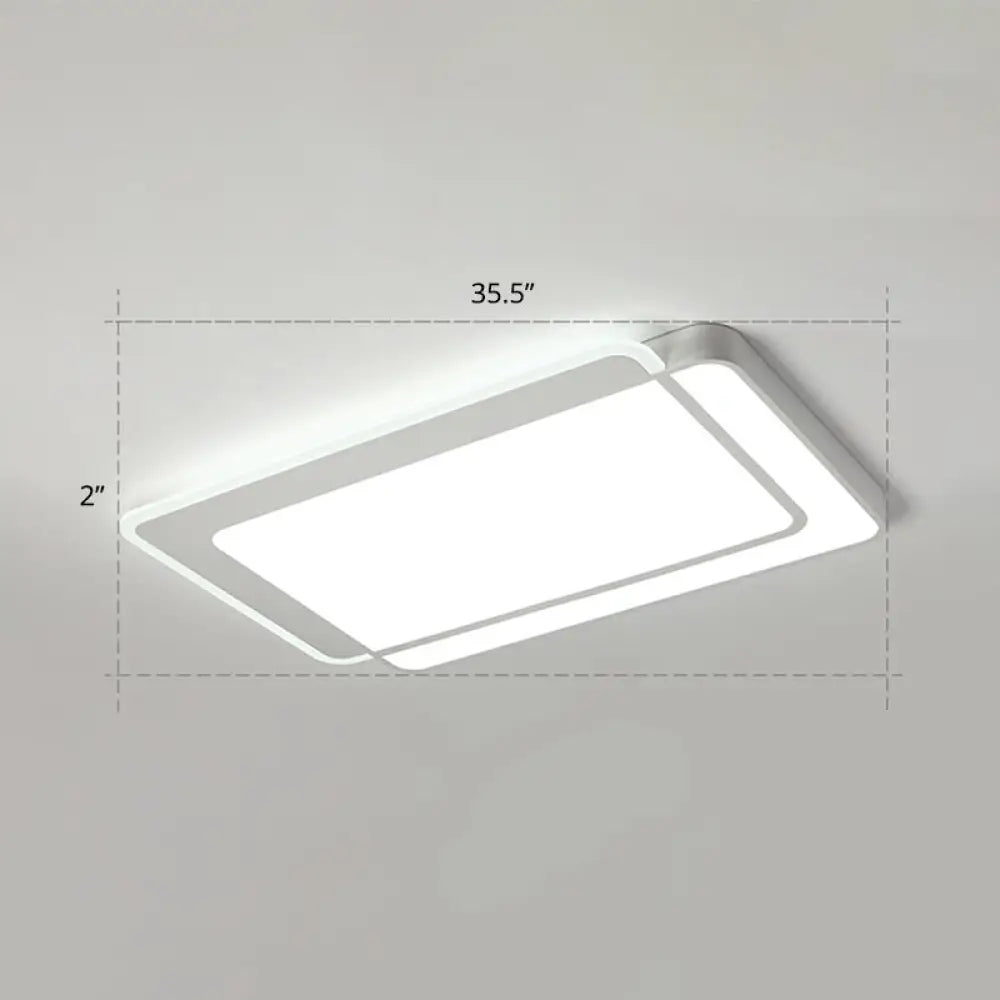 Minimalist White Led Flush Mount Ceiling Light With Acrylic Diffuser / 35.5’