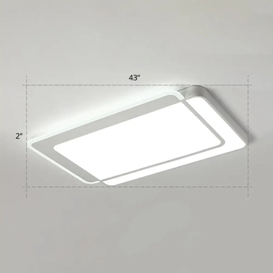 Minimalist White Led Flush Mount Ceiling Light With Acrylic Diffuser / 43’