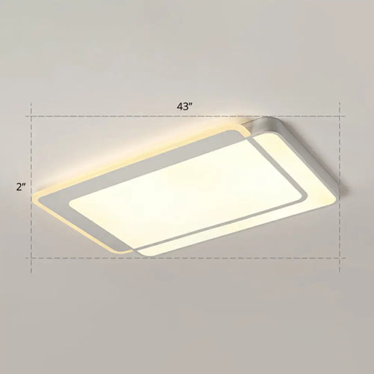 Minimalist White Led Flush Mount Ceiling Light With Acrylic Diffuser / 43’ Warm