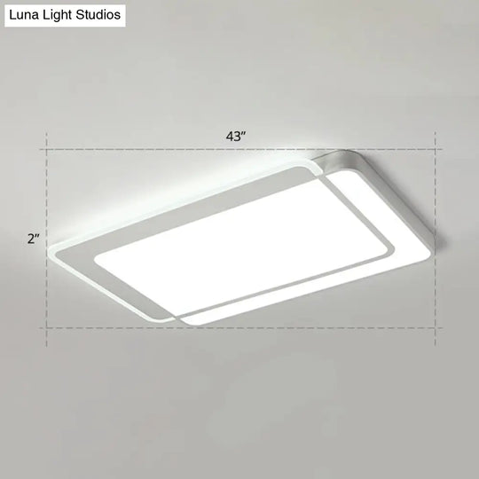 Minimalist White Led Flush Mount Ceiling Light With Acrylic Diffuser / 43