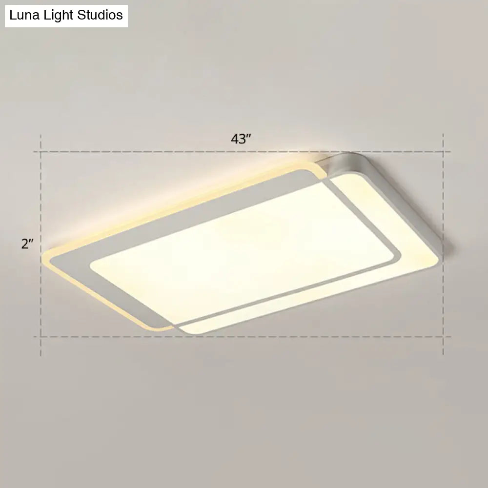 Minimalist White Led Flush Mount Ceiling Light With Acrylic Diffuser / 43 Warm