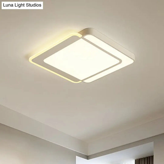 Minimalist White Led Flush Mount Ceiling Light With Acrylic Diffuser