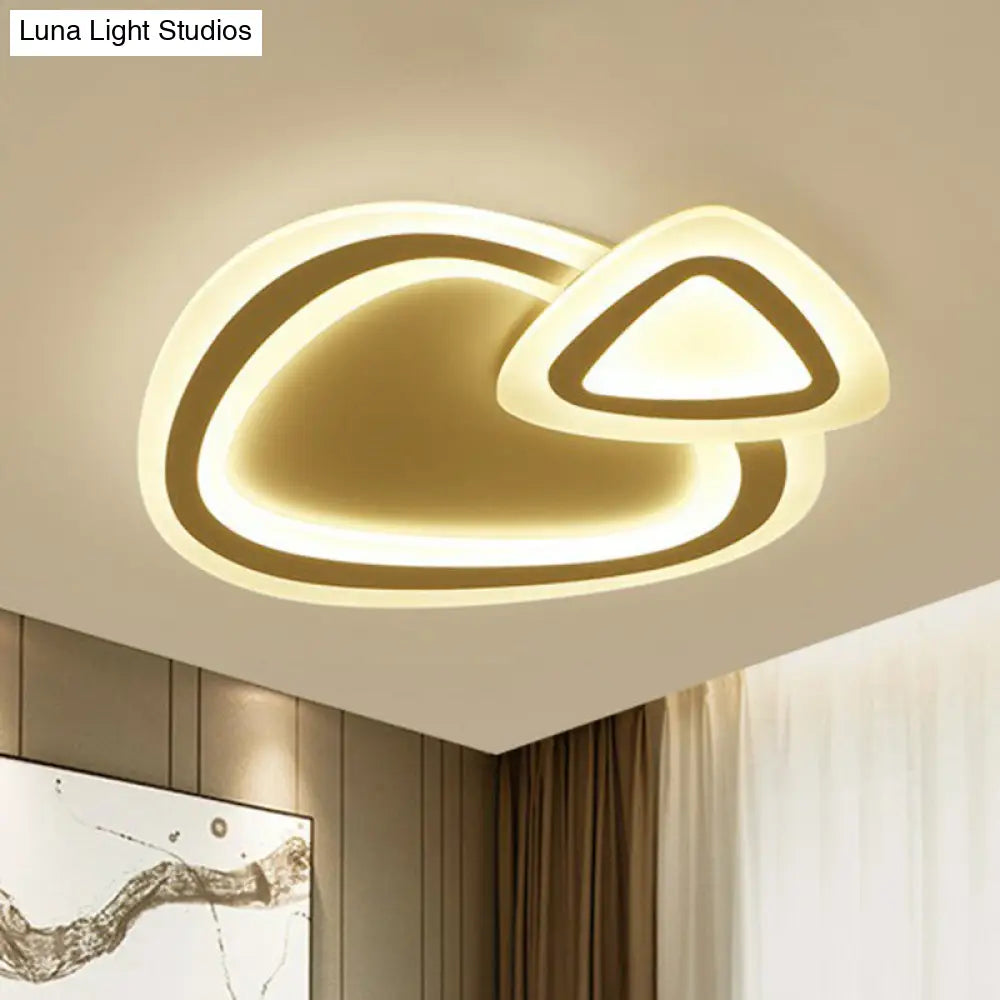 Minimalist White Led Flush Mount Fixture - Ultra-Thin Acrylic Lighting For Kids Bedroom / Triangle