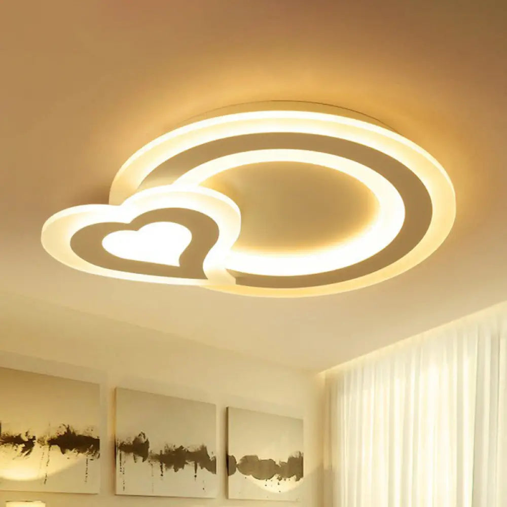 Minimalist White Led Flush Mount Fixture - Ultra - Thin Acrylic Lighting For Kids Bedroom / Loving